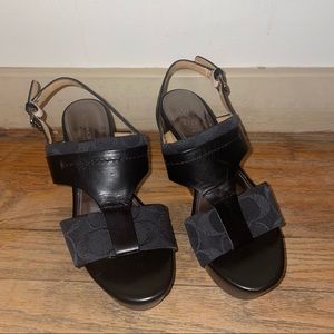 COACH Black Strap Wedge Heels 🖤
Size 6